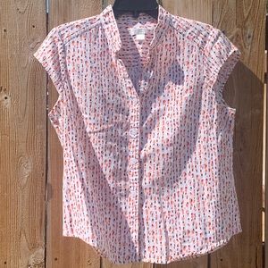 Christopher & Banks Short Sleeved Button Down Casual Blouse